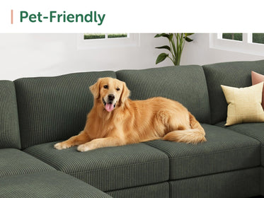HONBAY 6-Piece Corduroy Modular Sleeper Sectional Sofa With Hidden Storage Ottoman
#Color_Corduroy Green