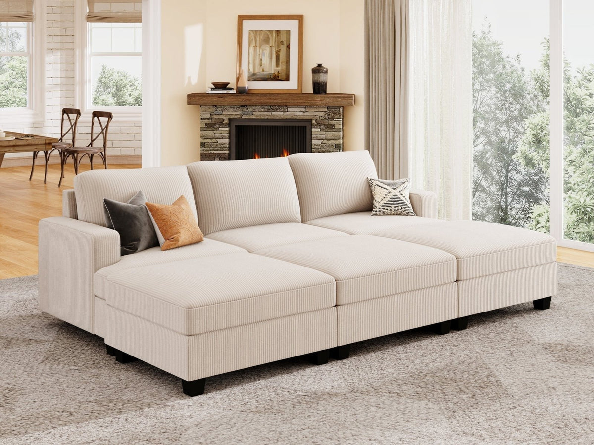 HONBAY Sopra 1 Piece Corduroy Modular Sectional Seat6-Piece Corduroy ...