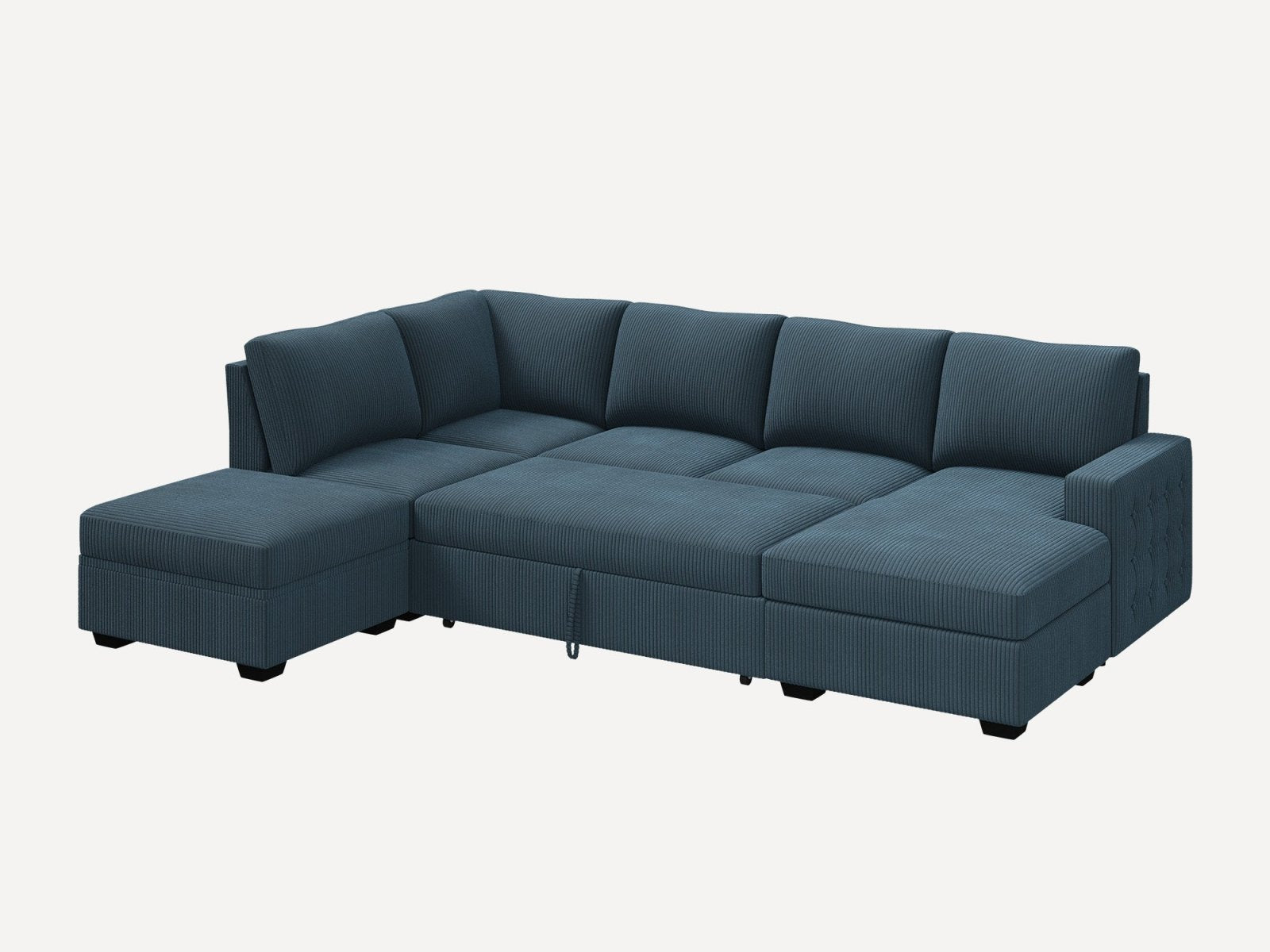 6-Piece Corduroy U-Shaped  Sleeper Sectional  
#Color_Corduroy Blue
