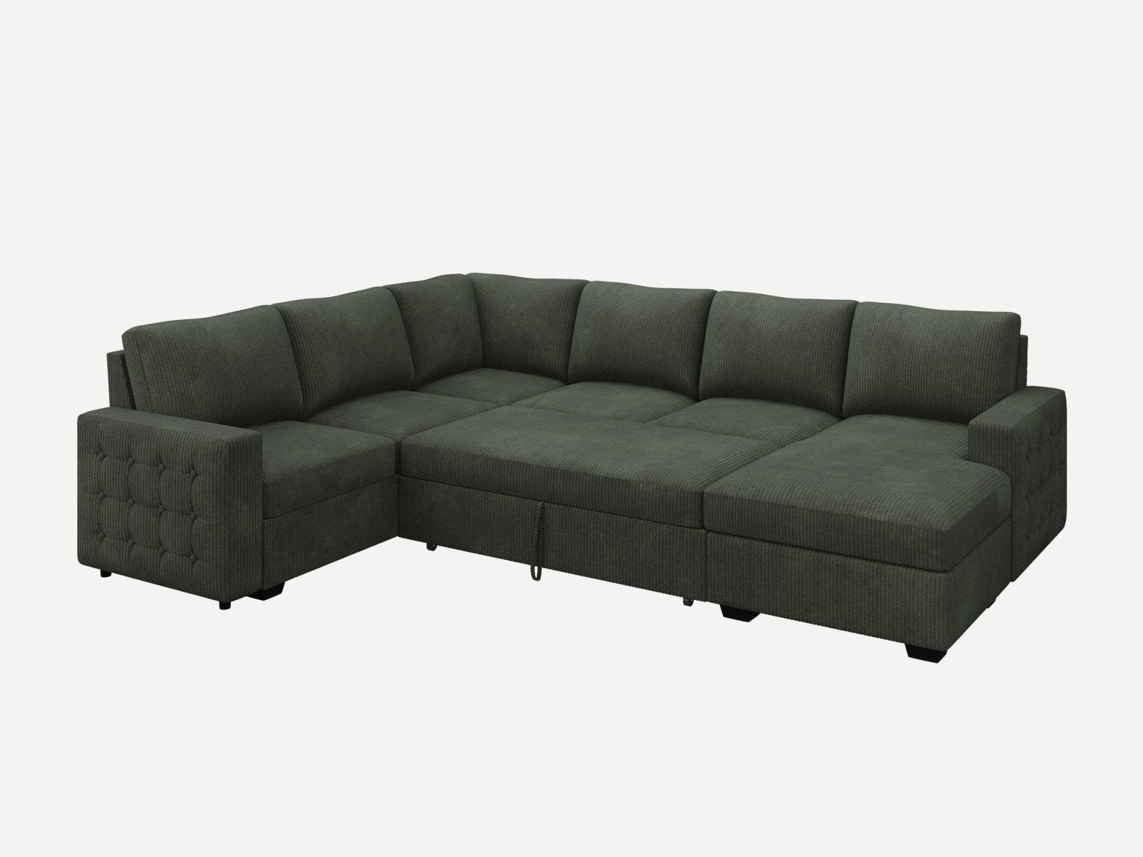 6-Piece Corduroy U-Shaped  Sleeper Sectional
#Color_Corduroy Green