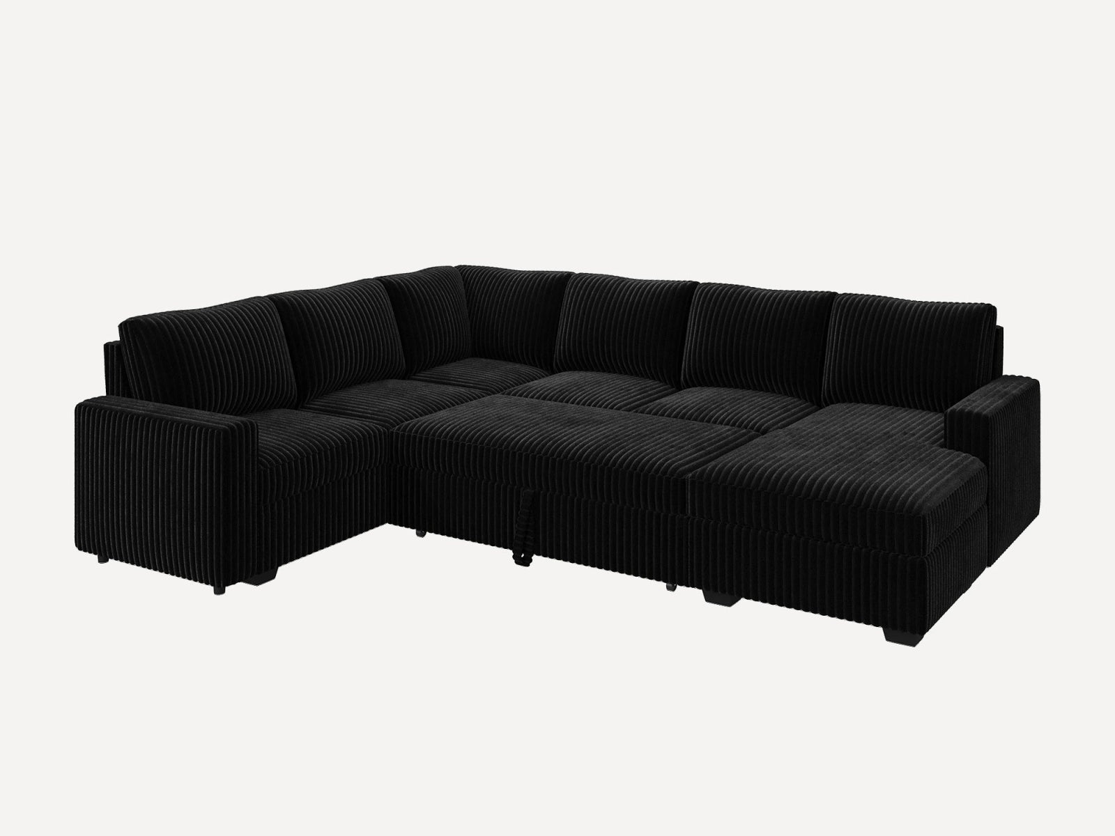 6-Piece Corduroy U-Shaped  Sleeper Sectional
#Color_Wide Corduroy Black