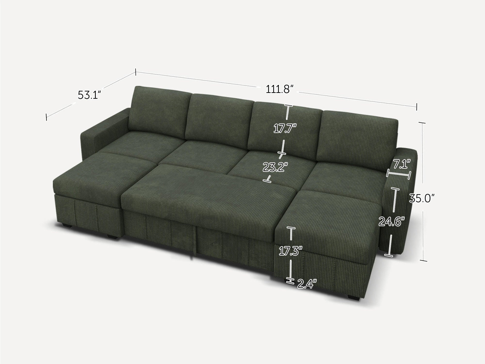 6-Piece Oversized Corduroy Pull-Out Sleeper
Color_Corduroy Green