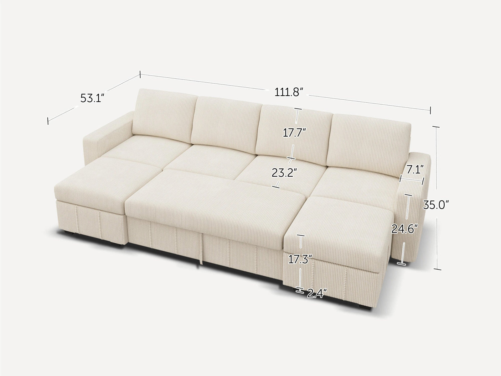 6-Piece Oversized Corduroy Pull-Out Sleeper
Color_Corduroy Beige