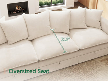HONBAY 6-Piece Plush double-layer Cushion Corduroy Modular U-Shaped Sectional Cloud Sofa
#Color_Corduroy Beige