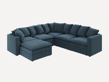 HONBAY 6-Piece Plush double-layer Cushion Corduroy Modular U-Shaped Sectional Cloud Sofa
#Color_Corduroy Blue