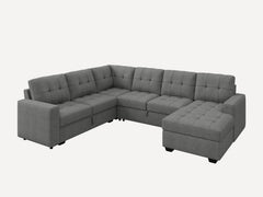 Haven 6-Piece Polyeste Pull-Out Sectional With Storage Chaise