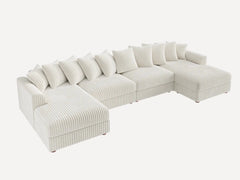 Rainier 6-Seater Corduroy Cloud Sectional with Fixed Chaise