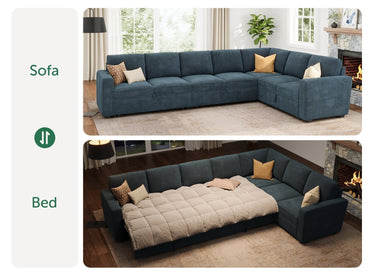 7-Piece Corduroy Modular Sleeper #Color_Corduroy Blue