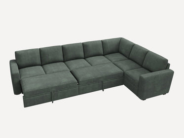 7-Piece Corduroy Modular Sleeper #Color_Corduroy Green