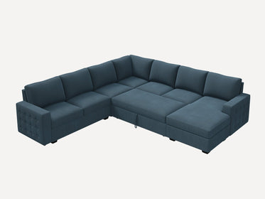7-Piece Corduroy U-Shaped  Sleeper Sectional
#Color_Corduroy Blue