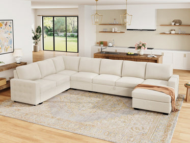 7-Piece Corduroy U-Shaped  Sleeper Sectional
#Color_Corduroy Beige