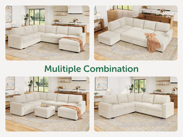 7-Piece Corduroy U-Shaped  Sleeper Sectional
#Color_Corduroy Beige