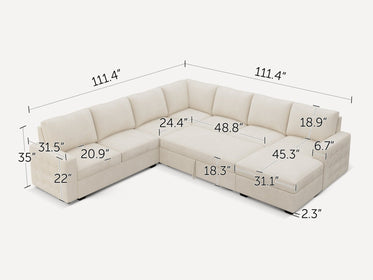 7-Piece Corduroy U-Shaped  Sleeper Sectional
#Color_Corduroy Beige