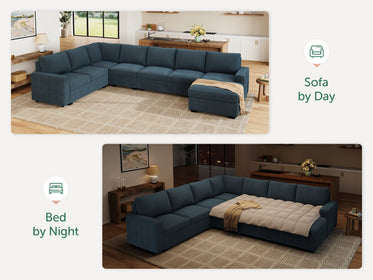 7-Piece Corduroy U-Shaped  Sleeper Sectional
#Color_Corduroy Blue