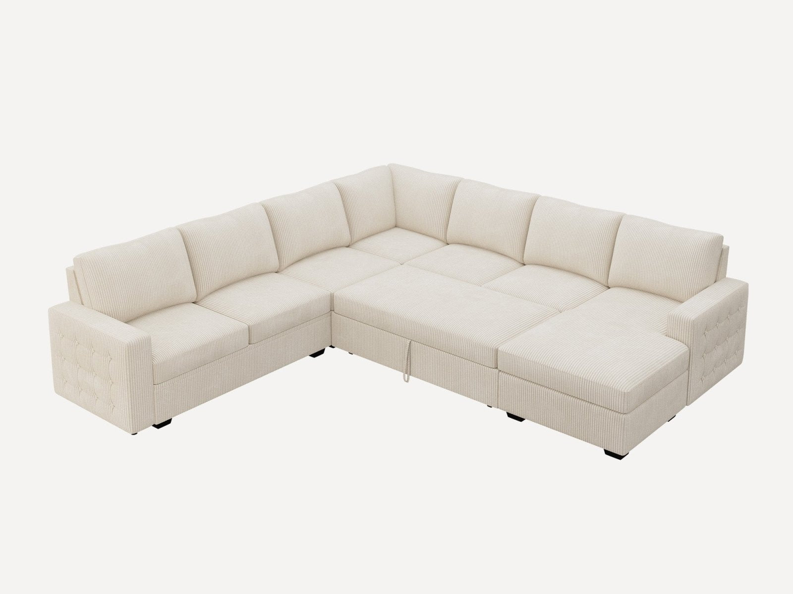 7-Piece Corduroy U-Shaped  Sleeper Sectional
#Color_Corduroy Beige