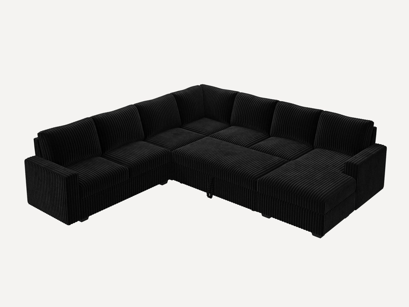 7-Piece Corduroy U-Shaped  Sleeper Sectional
#Color_Wide Corduroy Black