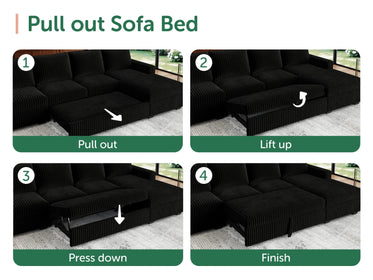 6-Piece Corduroy U-Shaped  Sleeper Sectional
#Color_Wide Corduroy Black