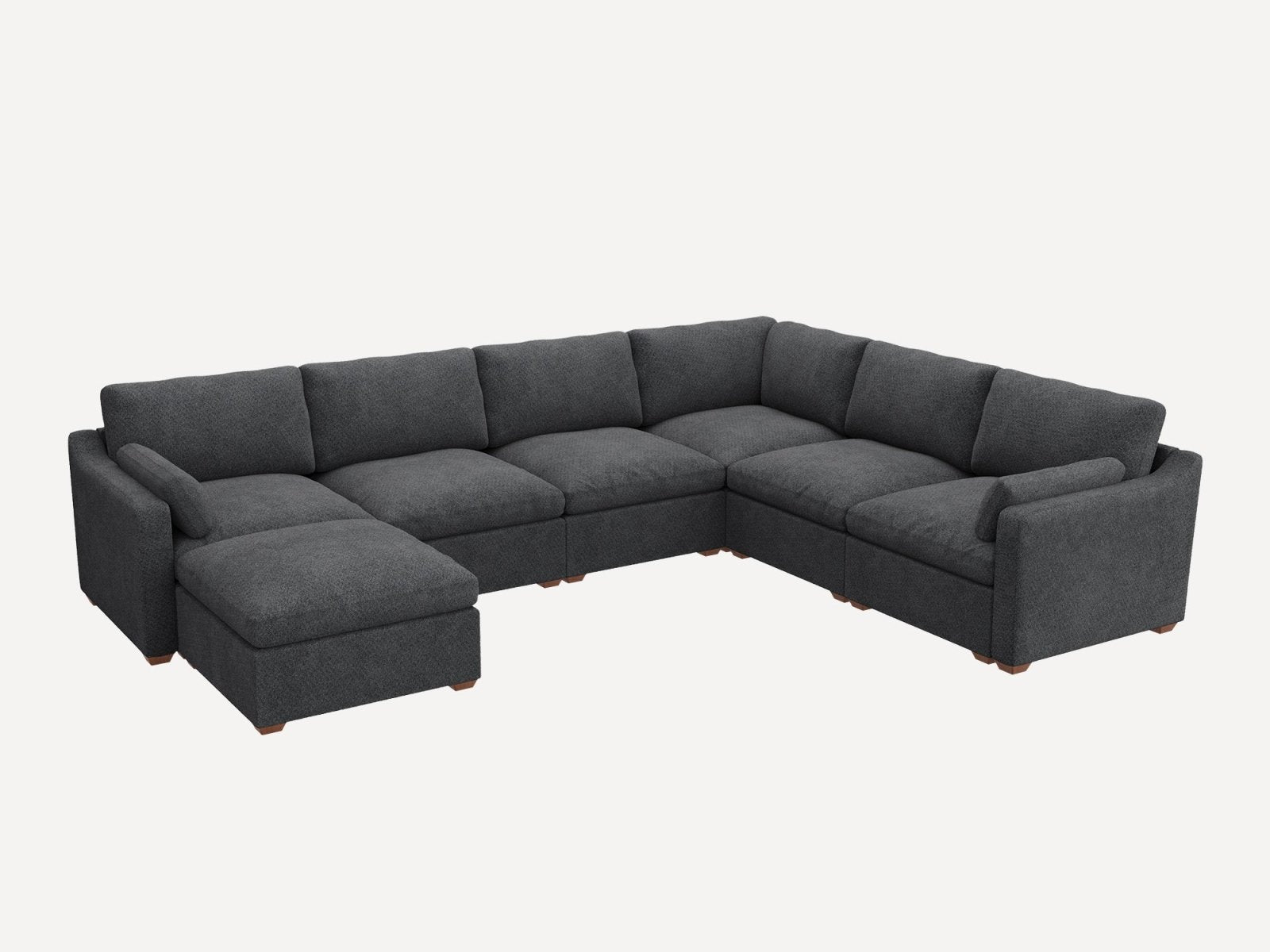 HONBAY 7-Piece Oversized Cloud Down-Filled Chenille Modular  U-Shaped Sectional Sofa
#Color_Dark Grey