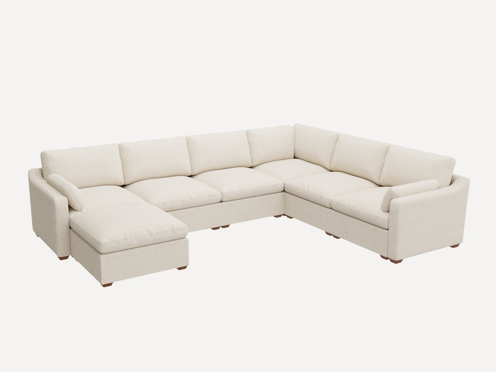 HONBAY 7-Piece Oversized Cloud Down-Filled Chenille Modular  U-Shaped Sectional Sofa
#Color_Beige