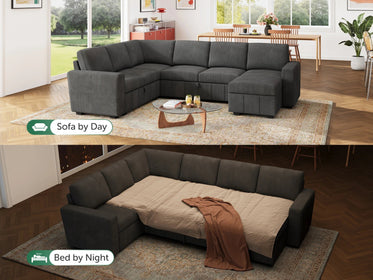 7-Piece Corduroy U-Shaped  Sleeper Sectional 
#Color_Corduroy Grey