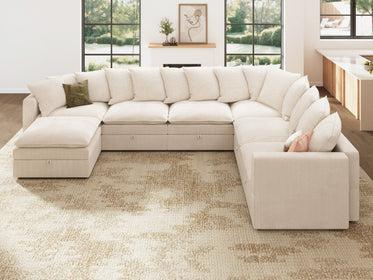 HONBAY 7-Piece Plush double-layer Cushion Corduroy Modular U-Shaped Sectional Cloud Sofa
#Color_Corduroy Beige