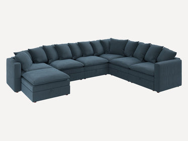 HONBAY 7-Piece Plush double-layer Cushion Corduroy Modular U-Shaped Sectional Cloud Sofa
#Color_Corduroy Blue
