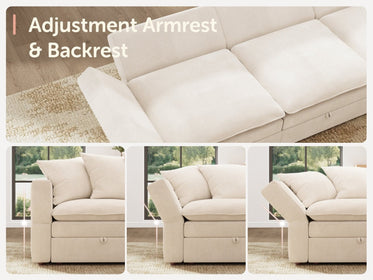 HONBAY 7-Piece Plush double-layer Cushion Corduroy Modular U-Shaped Sectional Cloud Sofa
#Color_Corduroy Beige
