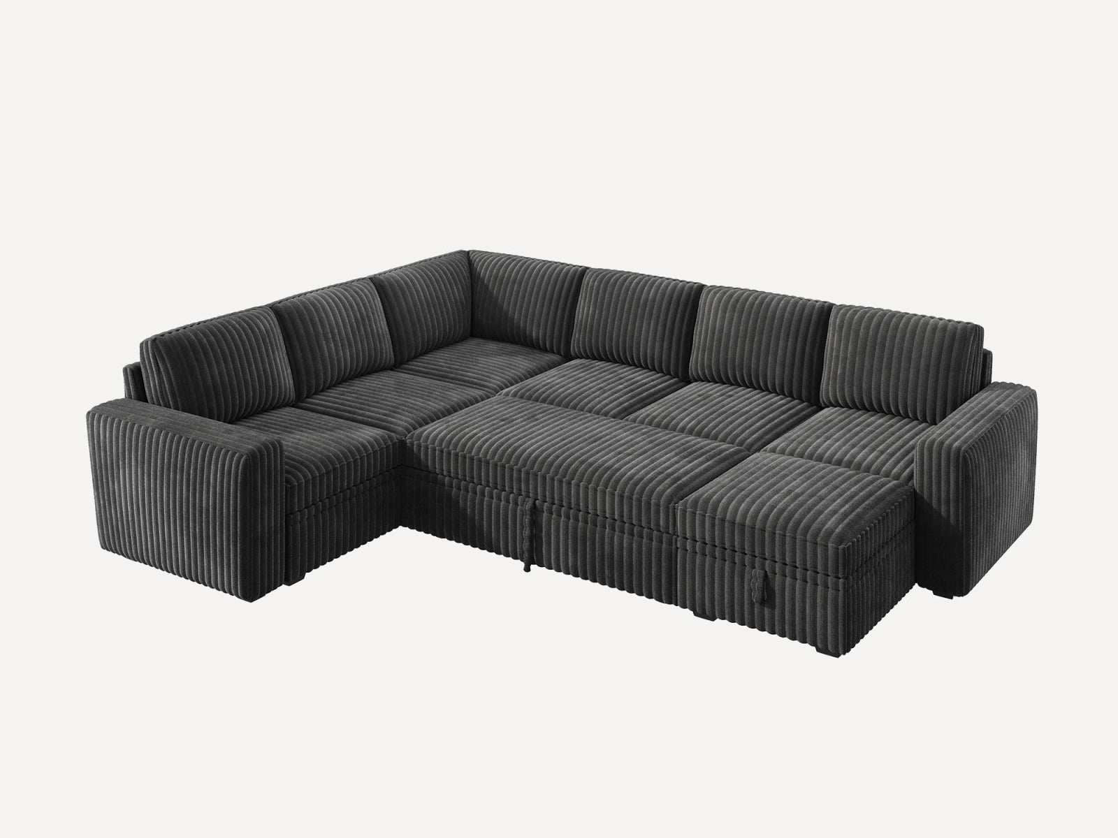 7-Piece Wide Plush Corduroy Modular Sleeper
 #Color_Corduroy Gray