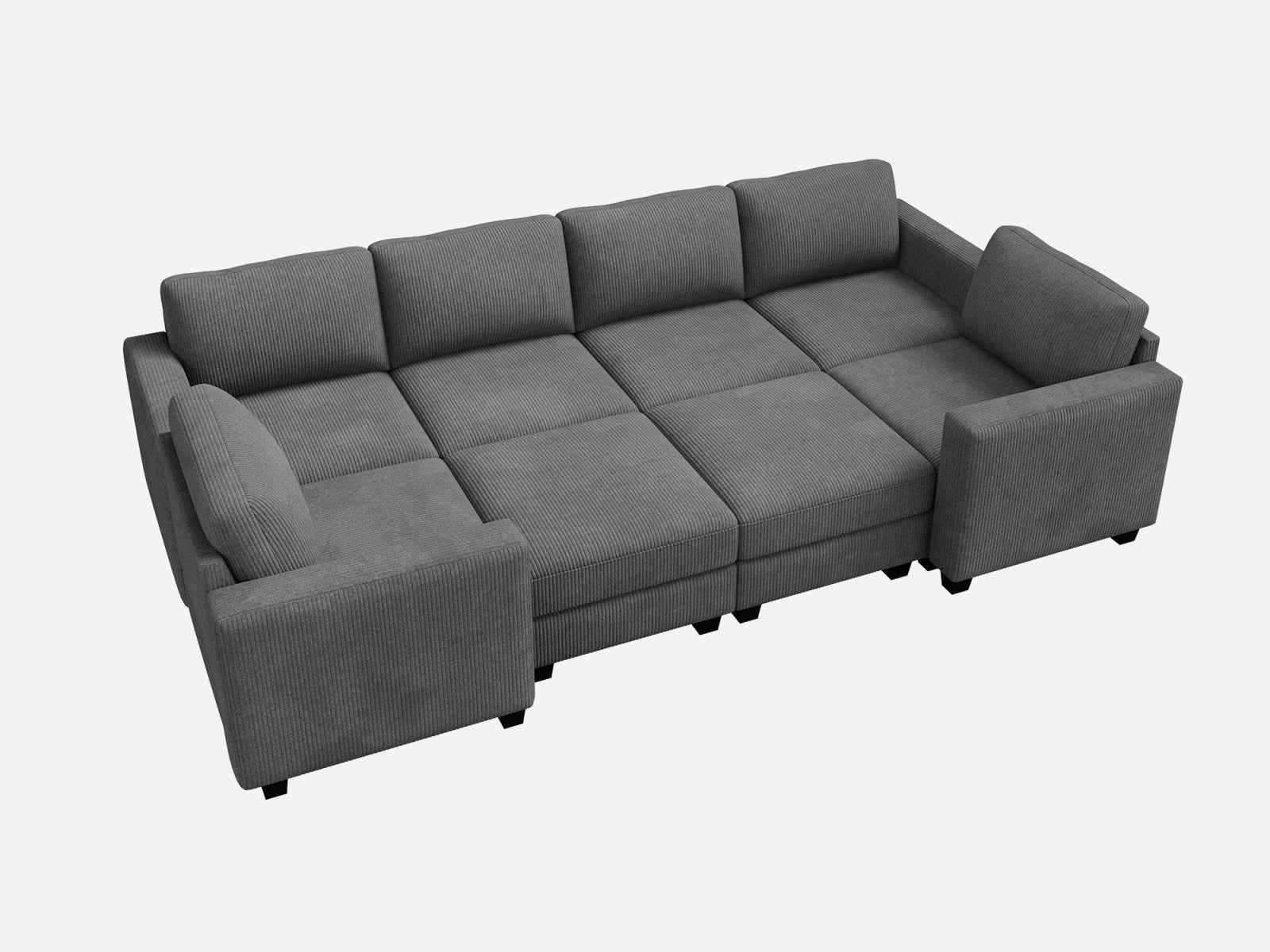 HONBAY 8-Piece Corduroy Modular Sleeper Sectional Sofa With Hidden Storage Ottoman
#Color_Corduroy Grey