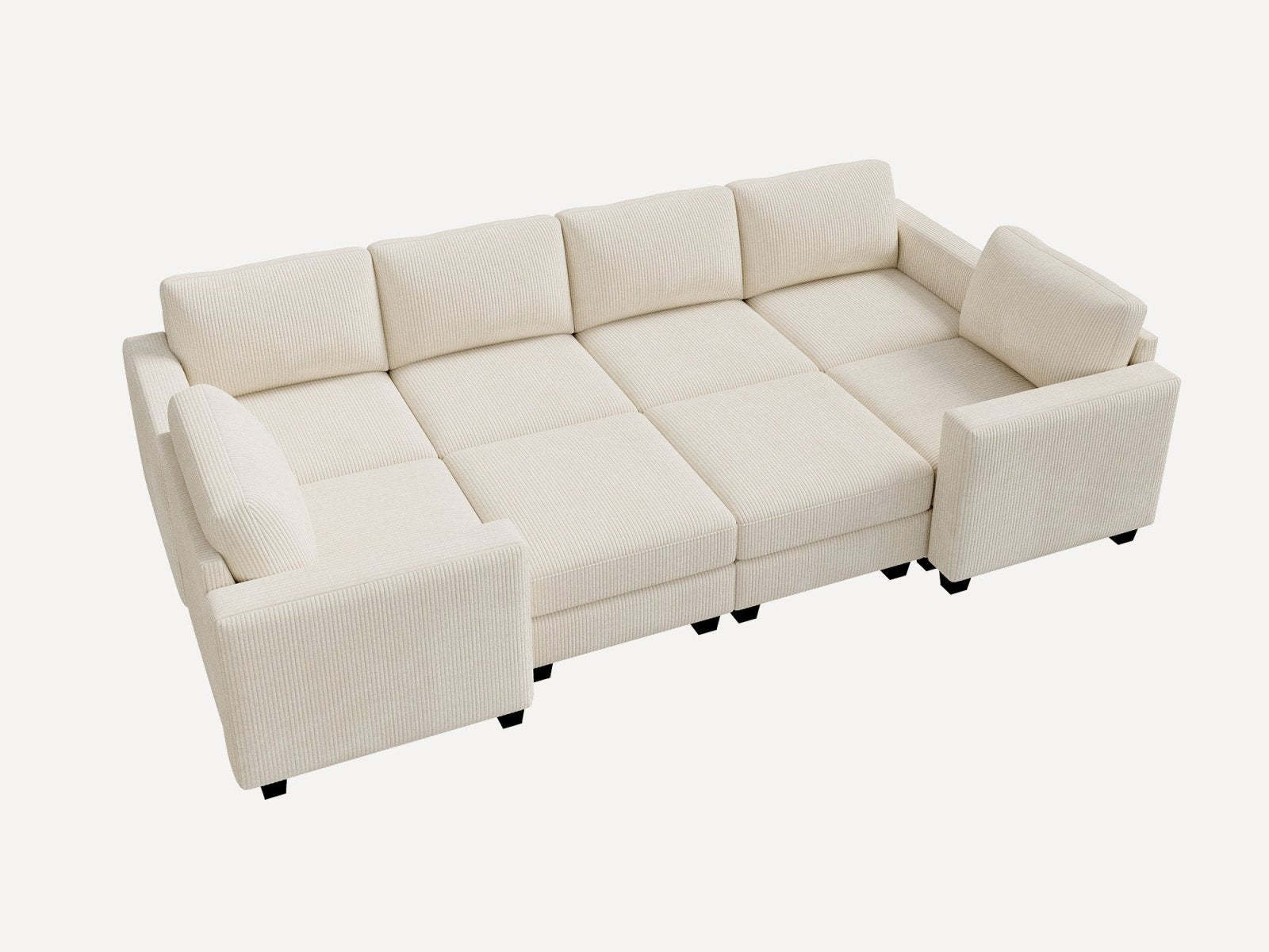 HONBAY 8-Piece Corduroy Modular Sleeper Sectional Sofa With Hidden Storage Ottoman
#Color_Corduroy Beige