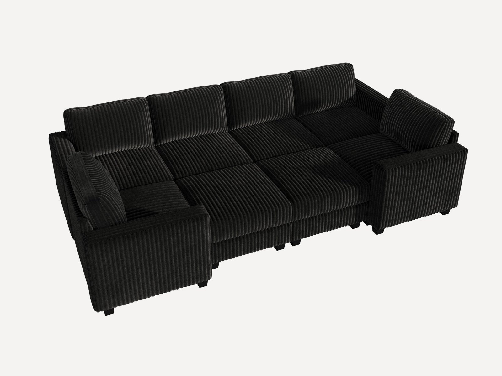 HONBAY 8-Piece Corduroy Modular Sleeper Sectional Sofa With Hidden Storage Ottoman
#Color_Corduroy Black