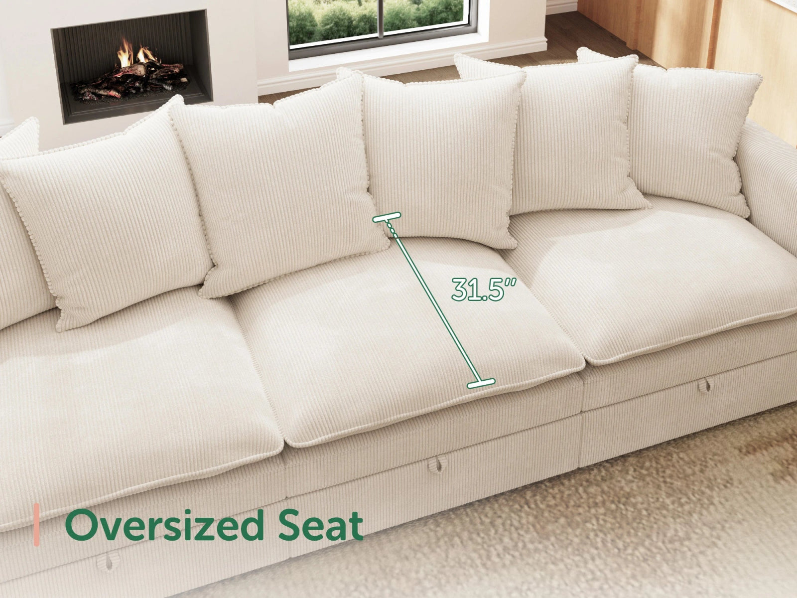 HONBAY 8-Piece Plush double-layer Cushion Corduroy Modular U-Shaped Sectional Cloud Sofa
#Color_Corduroy Beige