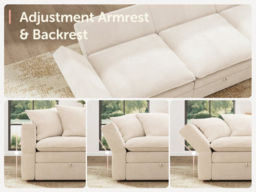 HONBAY 8-Piece Plush double-layer Cushion Corduroy Modular U-Shaped Sectional Cloud Sofa
#Color_Corduroy Beige
