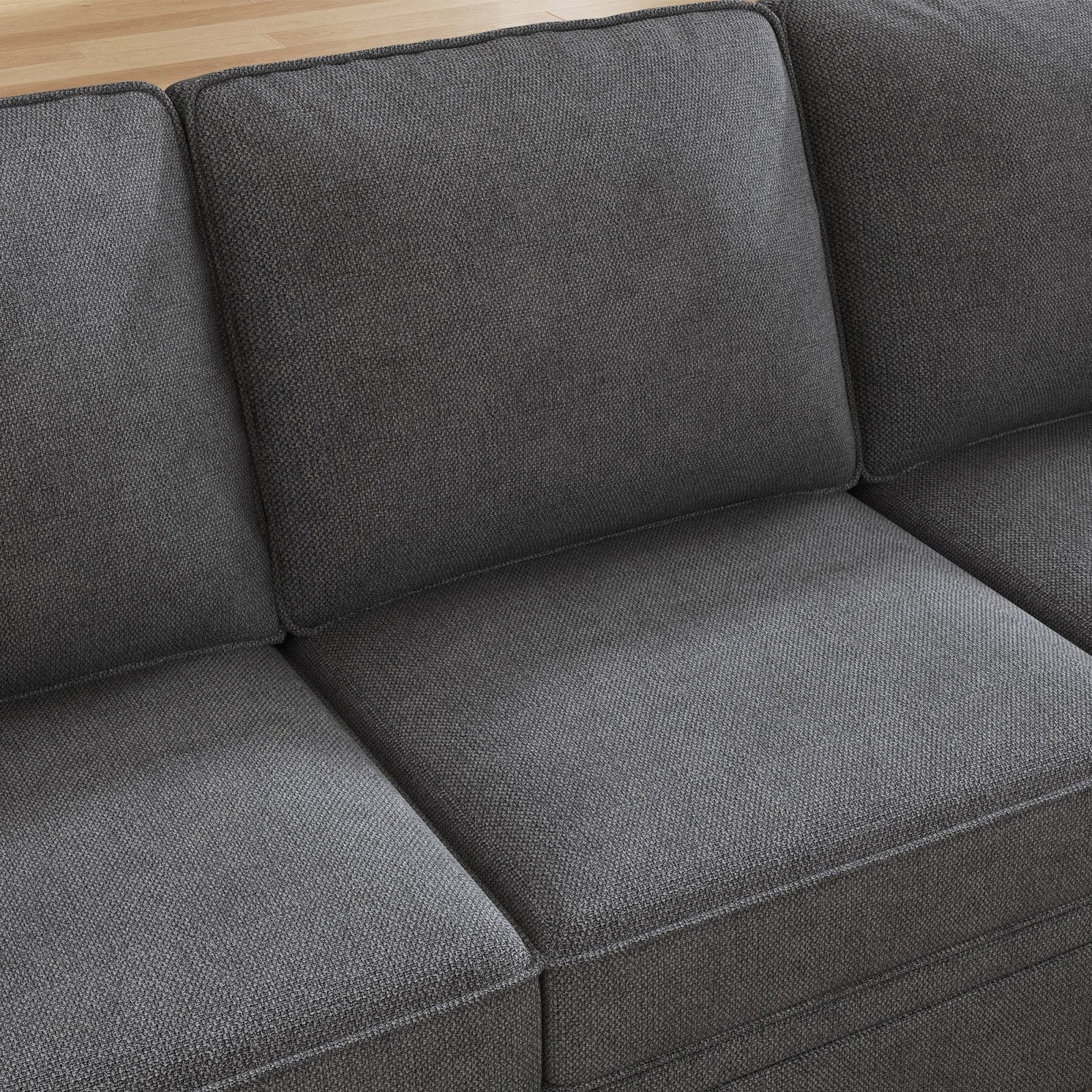 HONBAY Modern Storage Sectional Sofa Couch U-Shaped with Storage Ottomans for Living Room Furniture Sets, Light Grey