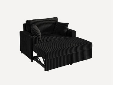 Wide Plush Corduroy Pull-out Sleeper Loveseat 
#Color_Corduroy Black