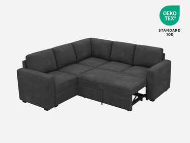 Modular Sleeper Sectional Sofa #Color_Corduroy Grey