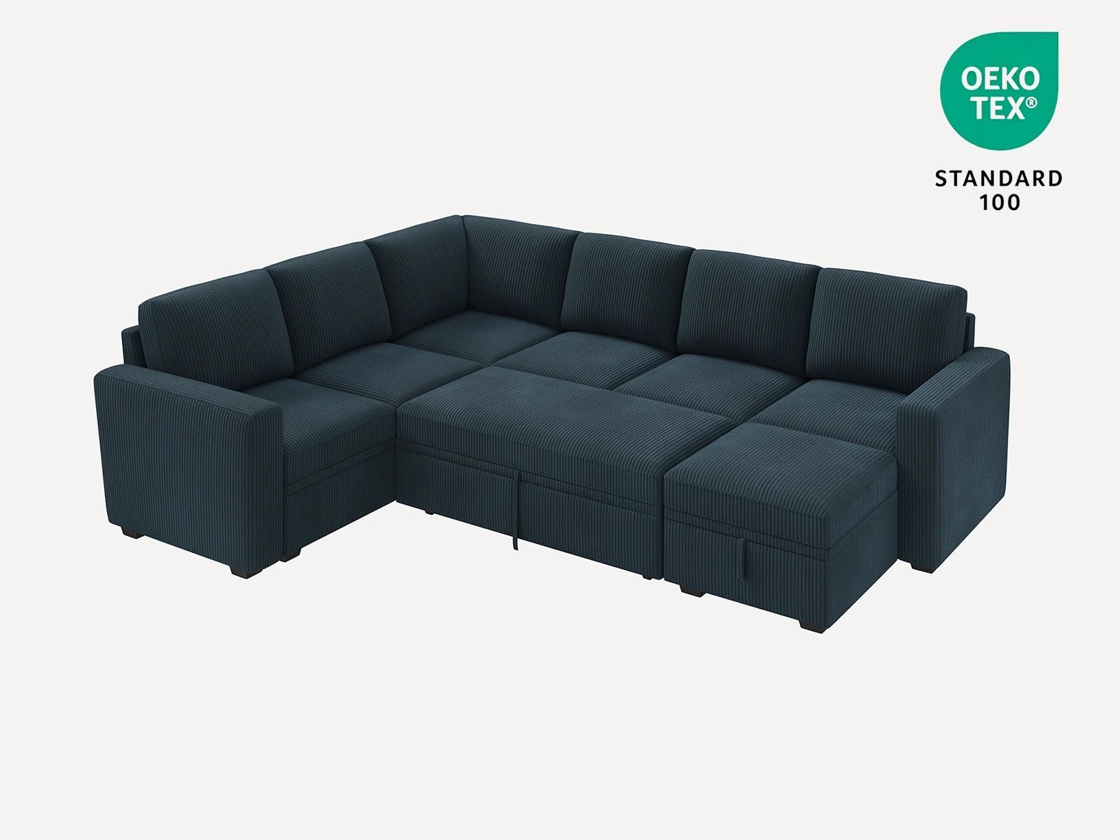 7-Piece Corduroy Modular Sleeper #Color_Corduroy Blue
