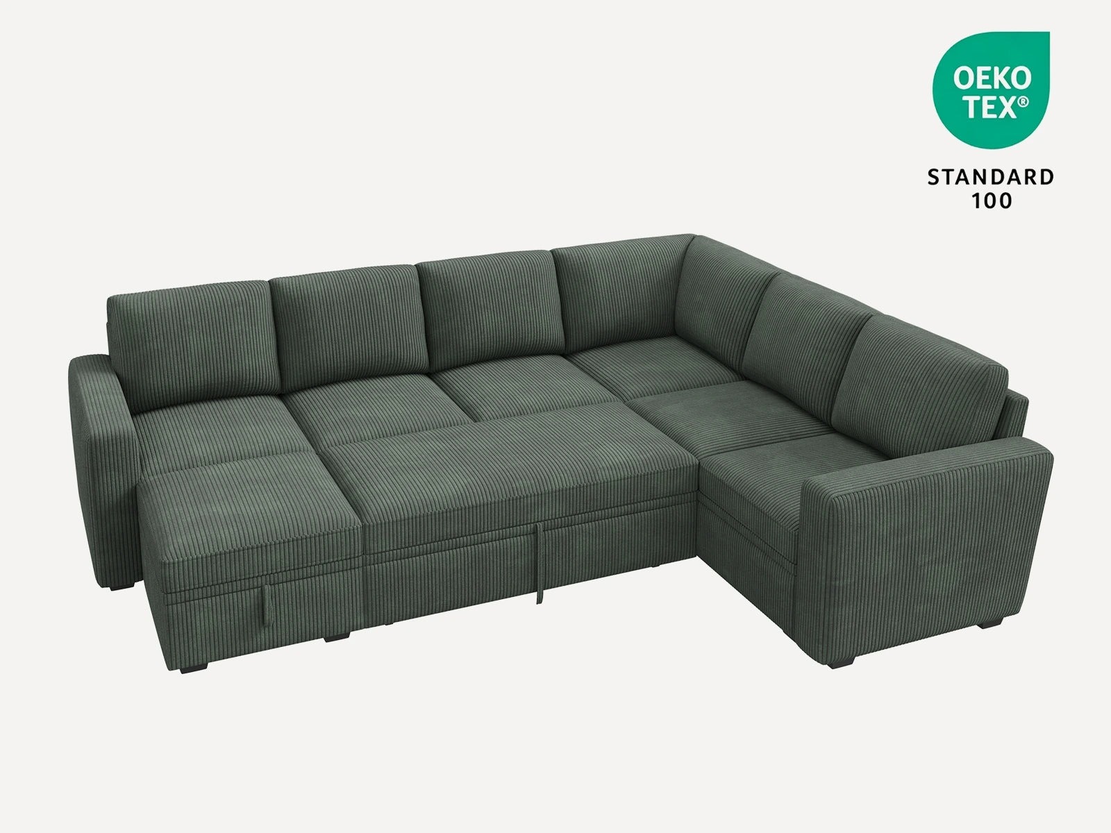 7-Piece Corduroy Modular Sleeper #Color_Corduroy Green