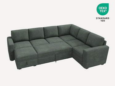 7-Piece Corduroy Modular Sleeper #Color_Corduroy Green