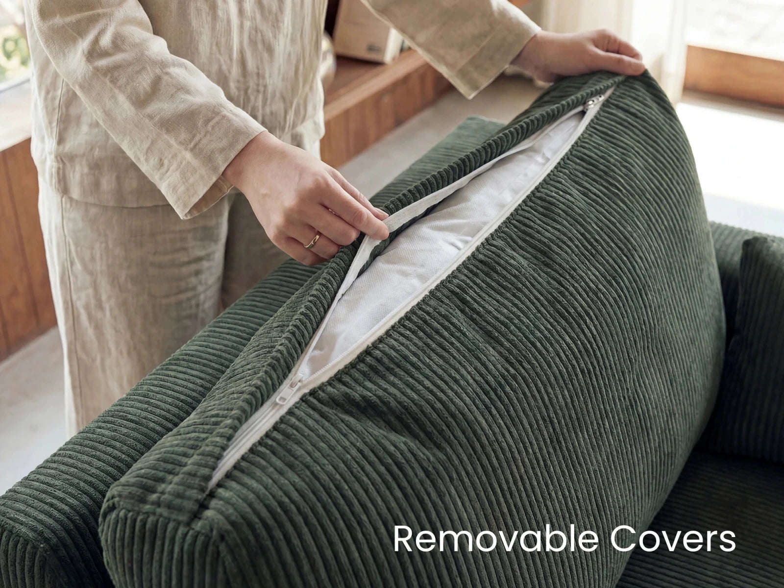Isle Convertible Pull-Out Loveseat Sleeper
#Color_Corduroy Green 