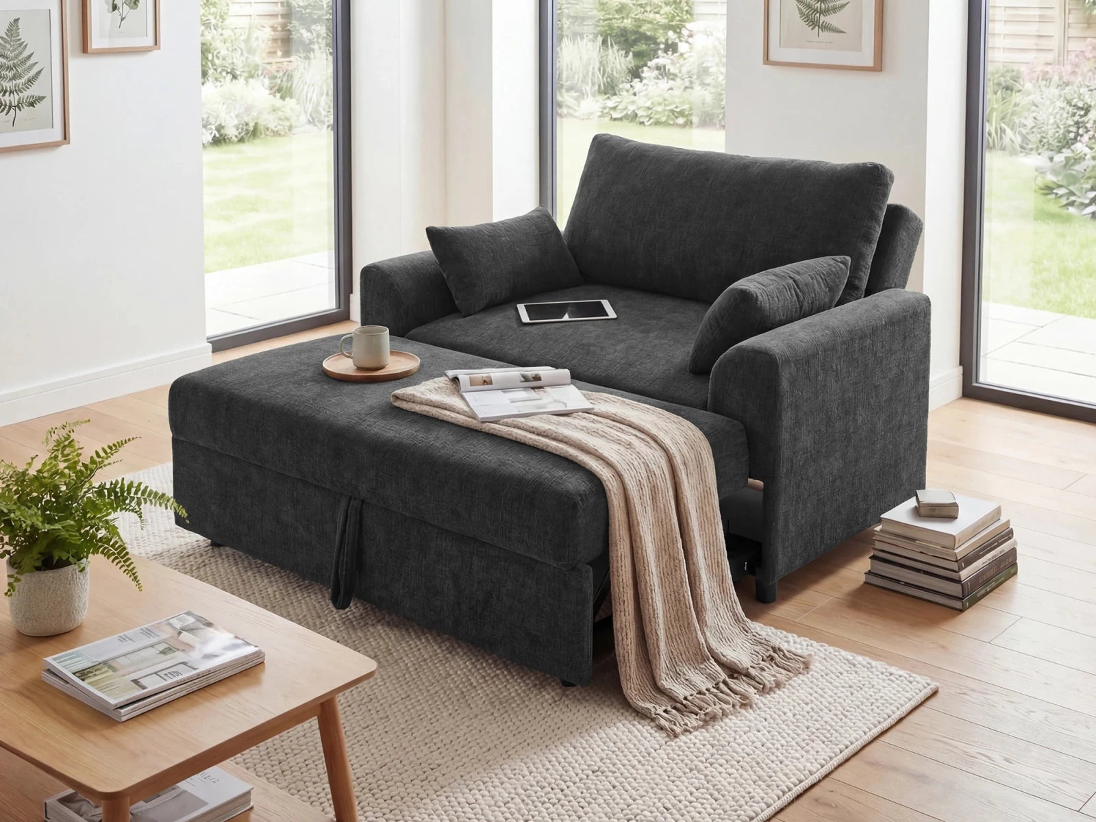 Isle Convertible Pull-Out Loveseat Sleeper
#Color_Chenille Gray