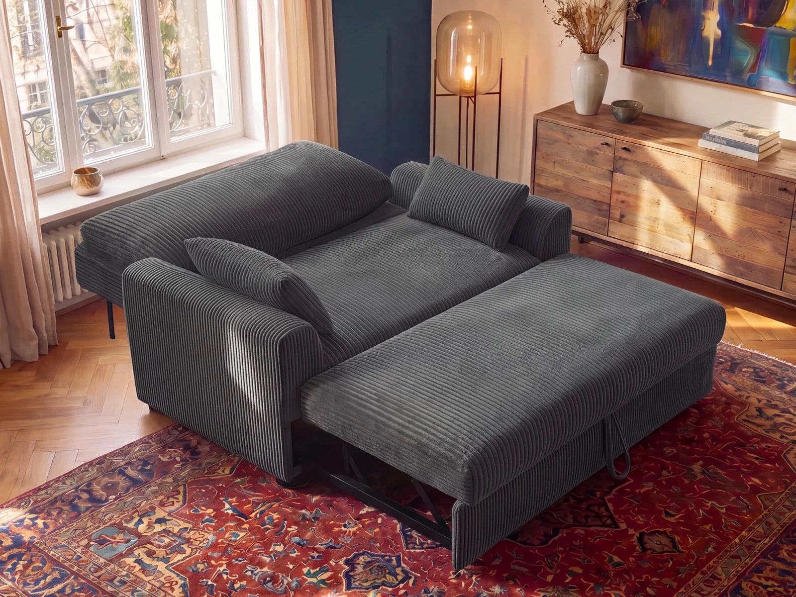 Isle Convertible Pull-Out Loveseat Sleeper
#Color_Corduroy Gray