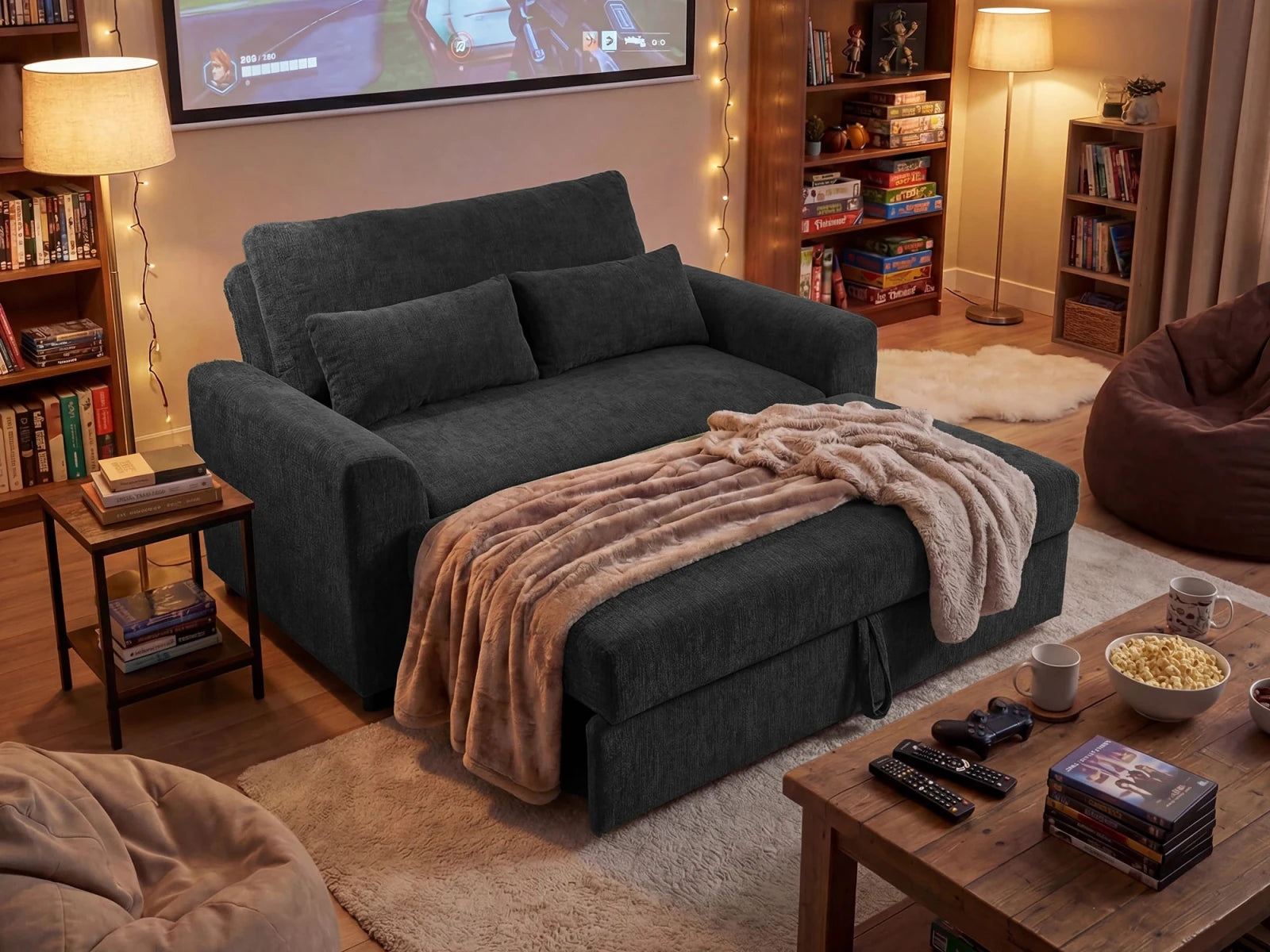 Isle Convertible Pull-Out Loveseat Sleeper
#Color_Chenille Gray