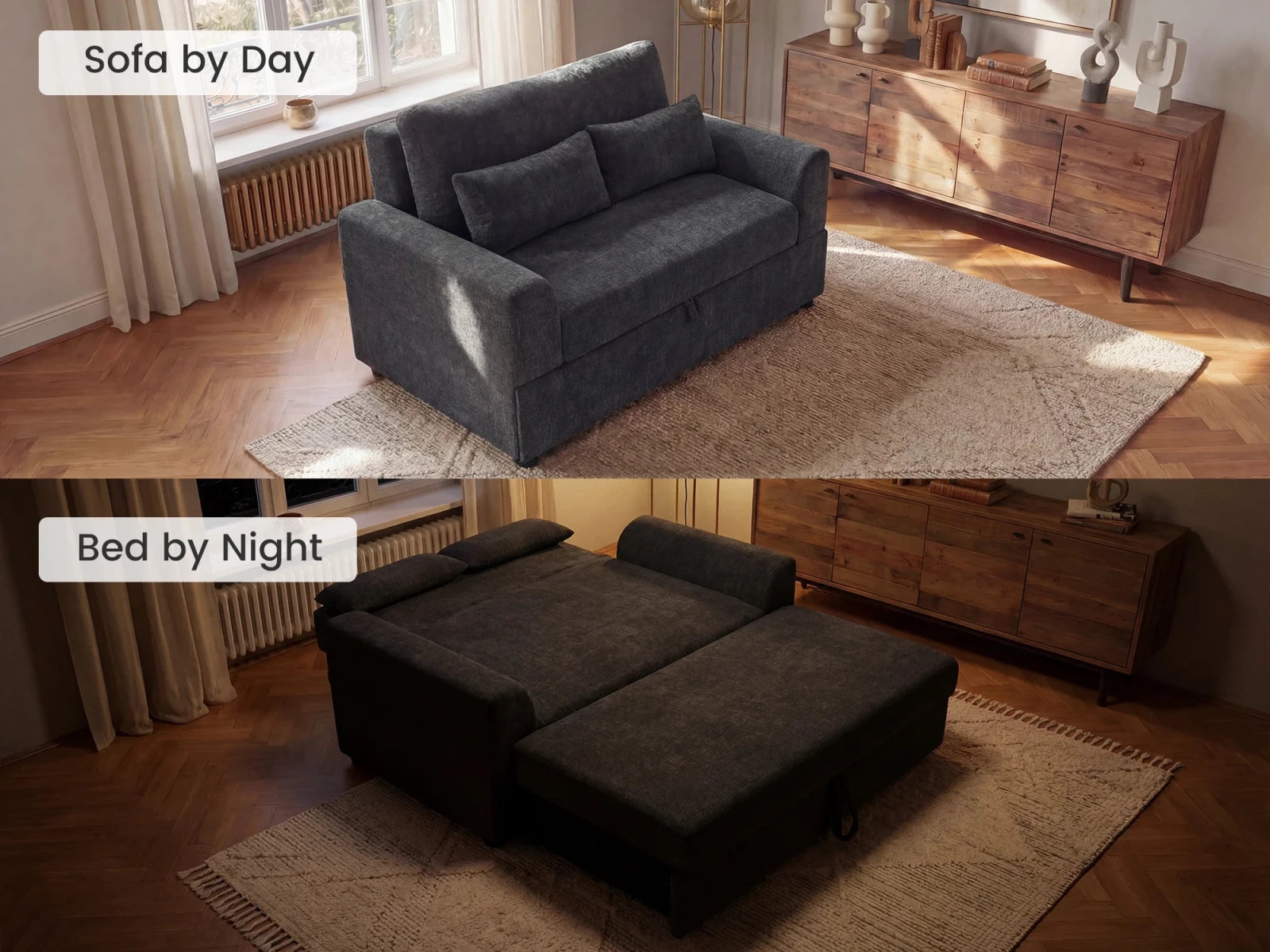 Isle Convertible Pull-Out Loveseat Sleeper
#Color_Chenille Gray