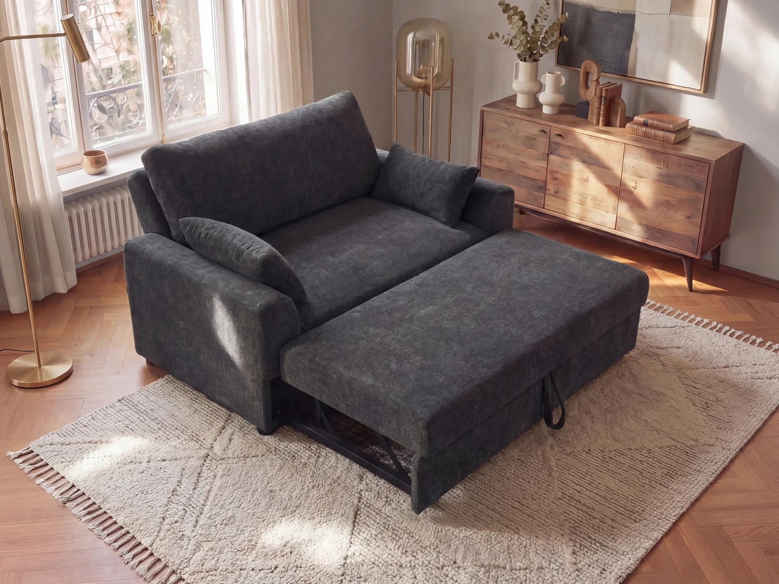 Isle Convertible Pull-Out Loveseat Sleeper
#Color_Chenille Gray