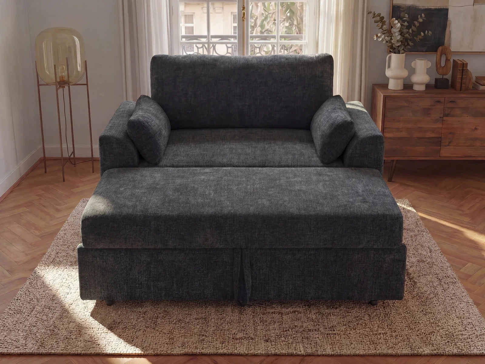Isle Convertible Pull-Out Loveseat Sleeper
#Color_Chenille Gray