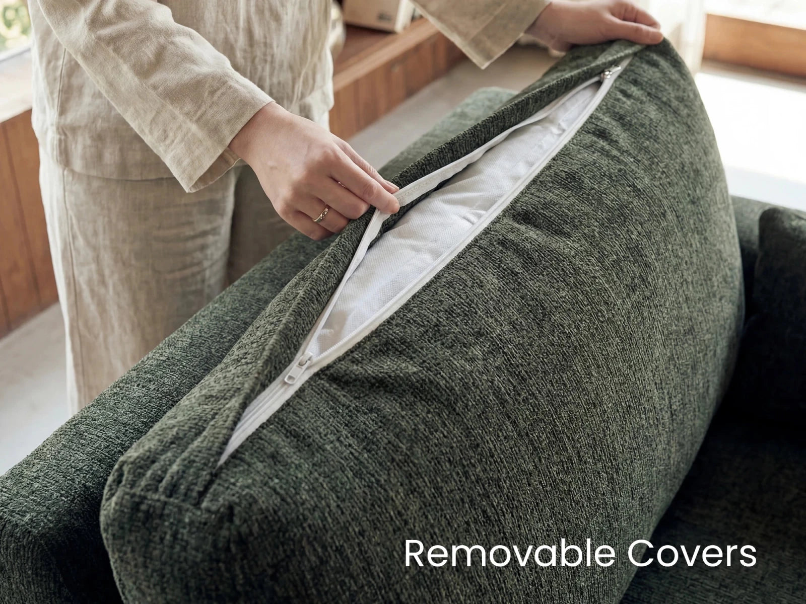 Isle Convertible Pull-Out Loveseat Sleeper
#Color_Chenille Green