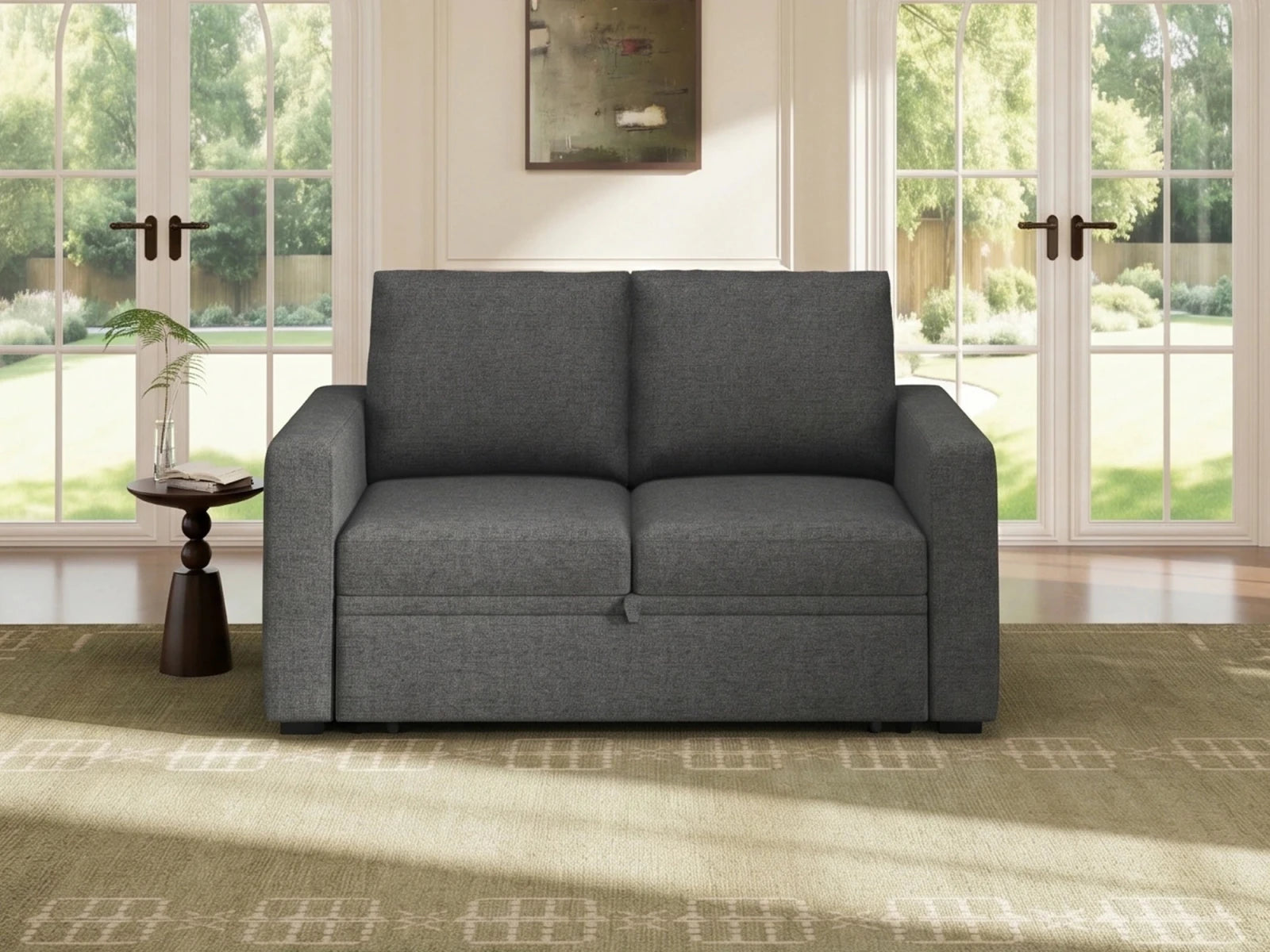 2-Piece Wide Plush Corduroy Modular Sleeper
 #Color_Dark Gray