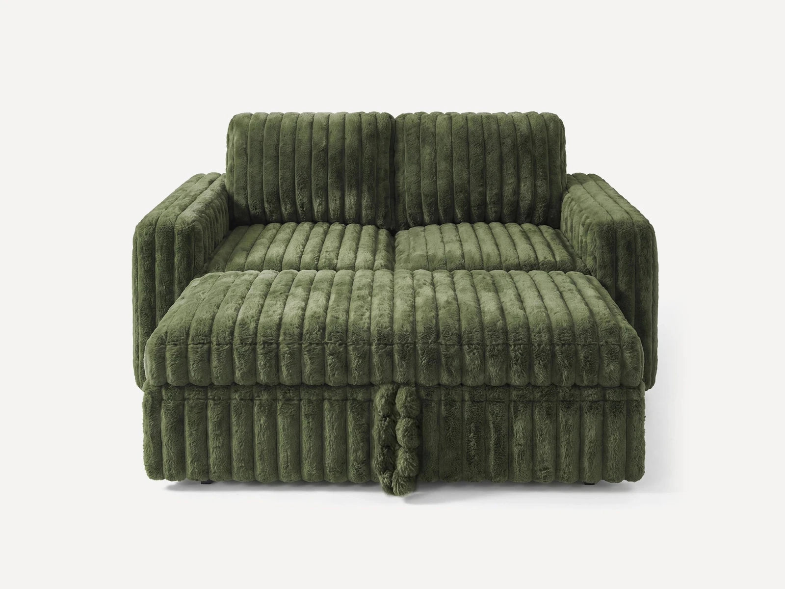 2-Piece Wide Plush Corduroy Modular Sleeper
#Color_Faux Rabbit Fur Green 