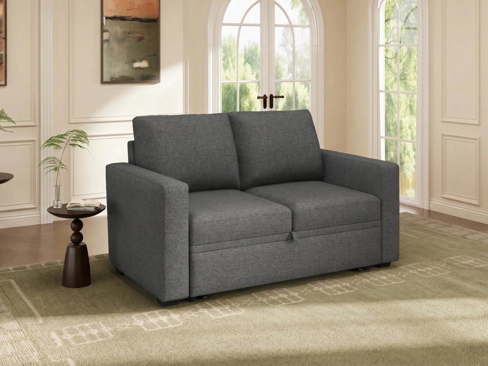 2-Piece Wide Plush Corduroy Modular Sleeper
 #Color_Dark Gray